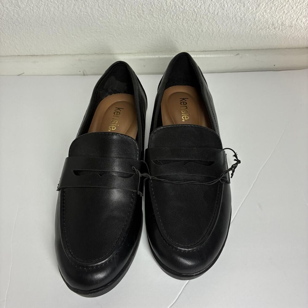 Kensie Loafer Gitty Shoes Womens Size 8.5 Black Faux Leather Cushioned Flats